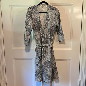 Liz Claiborne black and white floral wrap dress